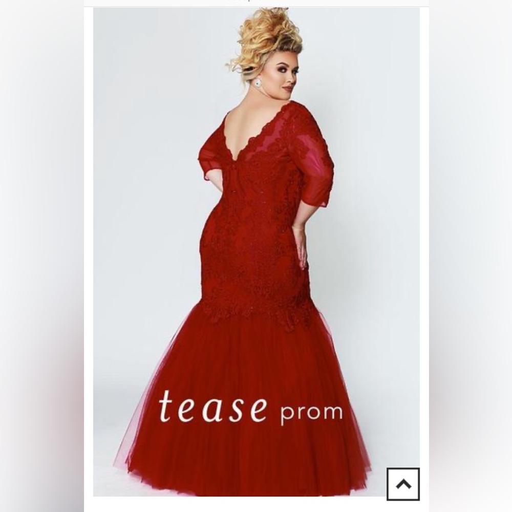 Tease Prom by Sydney’s Closet Style TE1908 size 16 Red Mermaid Gown NWT - Picture 3 of 10